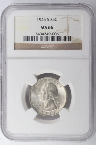 1945-S Washington Silver Quarter NGC MS66 25c Cover