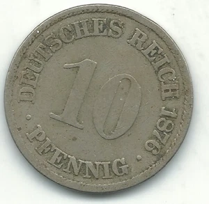 BETTER GRADE 1876 A GERMANY GERMAN 10 PFENNIG COIN-DEC024 - Picture 1 of 2