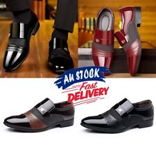 Casual Formal Loafer Shoes Patent Slip Business Shoes On Leather Toe Pointed Men