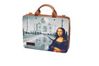 AstraSeven® Laptop bag, Document bag 100% Genuine Leather and Canvas Art.