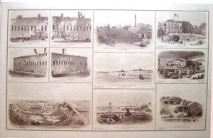 1865 Fort SUMTER & Fort MOULTRIE Fortifications- 11 ANTIQUE Views Pl. CXXII ORIG - Picture 1 of 3