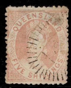 AUSTRALIA - Queensland QV SG58, 5s pale rose, USED. Cat £160. - Picture 1 of 1