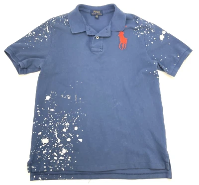 Polo Ralph Lauren Pintura Salpicada Grande Caballo Polo Juvenil L 14-16 Azul Poni Foto 1 de 4