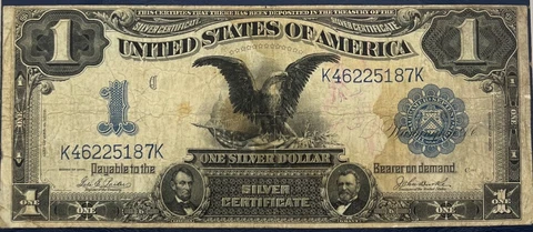 SERIES OF 1899 US $1 SILVER CERTIFICATE BLACK EAGLE LARGE BANKNOTE K46225187K Cover