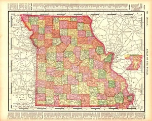 "MISSOURI, IOWA" Antique original map 1899 - Picture 1 of 2