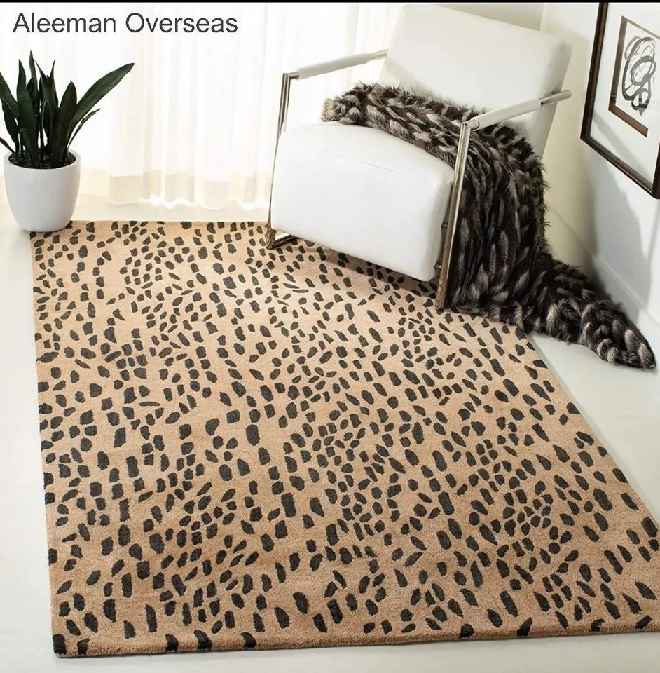 Modern Cheetah Hand Tufted Wool Area Rugs Traditional Home Living room Bedroom - Image 1 of 4