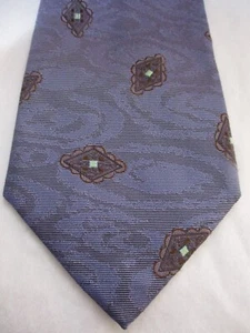 MASSIMO BIZZOCCHI by KITON / ITALY===BLUE AND BROWN PRINT SILK TIE===L@@K - Picture 1 of 3