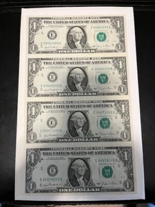 $1 1981 Beautiful 4 NOTE UNCUT SHEET RICHMOND EB BLOCK Superior Condition - Picture 1 of 2