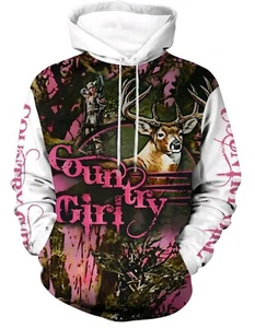 Womens Camo Jacket Graphic Country Girl Pullover Deer - Picture 1 of 7