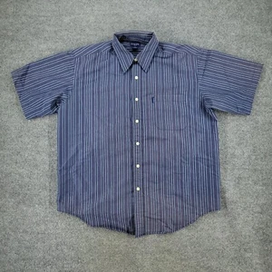 Vintage Guess Button Shirt Men's XL Blue Striped Pocket Hang Tag Short Sleeve - Picture 1 of 13