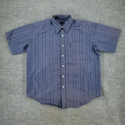 Vintage Guess Button Shirt Men's XL Blue Striped Pocket Hang Tag Short Sleeve - Image 1 of 4