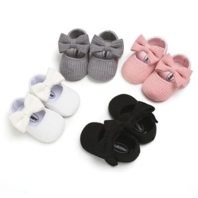 Baby Princess Shoes Infant Girls Outdoor Shoes Bow-Knot Crawling 0-18 Months UK - Image 1 of 4
