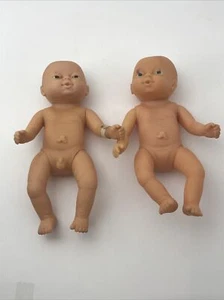 Anatomically Correct 8" Newborn Twin Baby Boy & Girl Vinyl Dolls Vintage Emson - Picture 1 of 12
