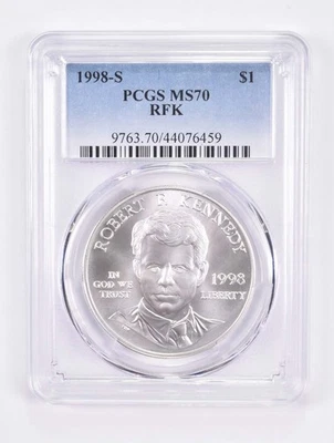 MS70 1998-S RFK Robert Kennedy Commemorative Silver Dollar PCGS *7842 - Image 1 of 4