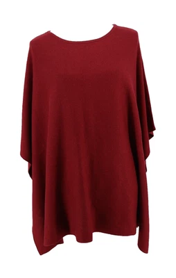 Loft Poncho Womens One Size Red Pullover Sweater Lightweight Button Accent New - Image 1 of 4