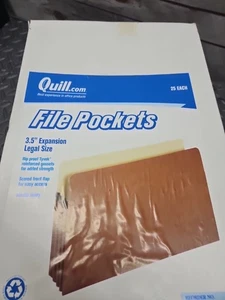 Quill 100% Recycled File Pockets, 3.5" Expansion, Legal Size, Brown, Box Of 25 - Picture 1 of 4