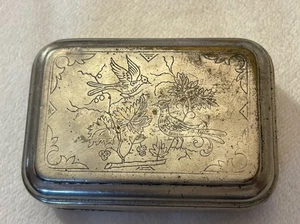 Antica portasapone ornato uccellini epoca vittoriana placcato argento - senza prezzo di riserva - Foto 1 di 10