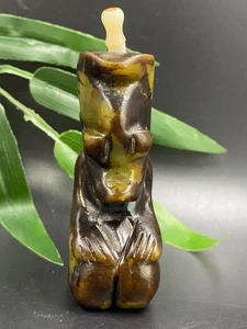 Rare novel gift Beautiful Hand Carved Chinese Hetian Jade Snuff Bottle"kneelMan" - Picture 1 of 6