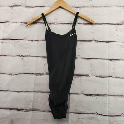 NIKE Swim Suit Womens 4 One Piece Athletic Swoosh Logo Black NWT - Image 1 of 4
