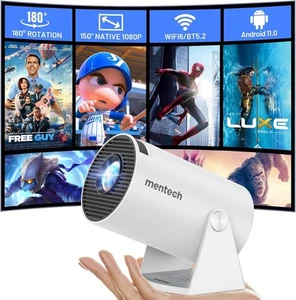Projector With WiFi and Bluetooth, 180 Rotatable Portable, 150" White - Picture 1 of 7