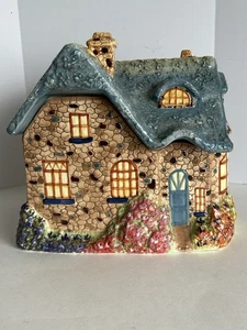 Tarro de galletas Thomas Kinkade jardín casa de pueblo vintage cerámica 2005 - Imagen 1 de 9