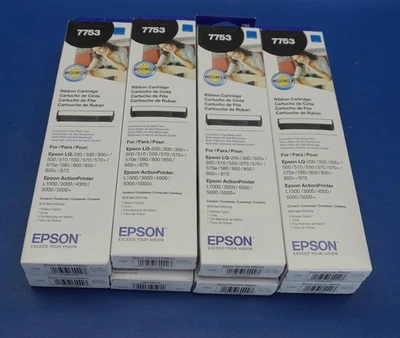 (8) epson 7753 printer ribbon cartridge black ink - Image 1 of 4