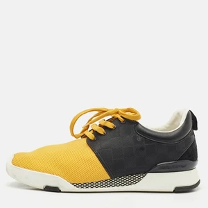 Louis Vuitton Yellow/Black Mesh and Damier Rubber Fastlane Sneakers Size 41.5 - Picture 1 of 9