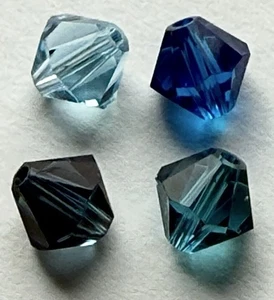 30 pcs Genuine Swarovski Bicone 6mm Beads Blue Shades (4 colours of 7/8 beads) - Picture 1 of 3
