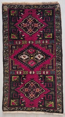 Antique Rug Pillow, Hand Woven Small Carpet, Handmade, Collectible, Wool - Image 1 of 4