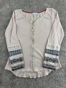 Sundance Shirt Damen Medium rosa Caitlyn Henley Waffelstrick bestickt - Bild 1 von 7