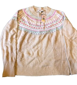 Vineyard Vines Shine Fair Isle Sweater Women’s M NWT Oatmeal Heather Wool Blend - Picture 1 of 10