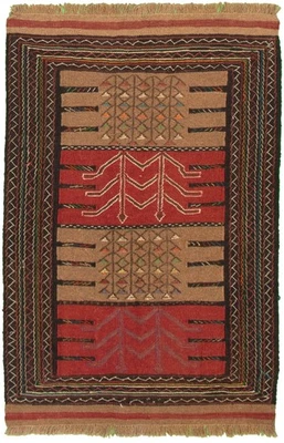 Alfombra Kilim tradicional tejida a mano vintage alfombra de lana oriental de 3'11" x 5'11" Foto 1 de 4