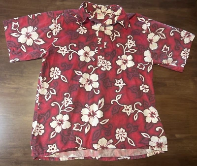 Camisa Hawaiana Go Barefoot Para Hombres Extra Grande L Roja Blanca Hecha en EE. UU. Floral Foto 1 de 4