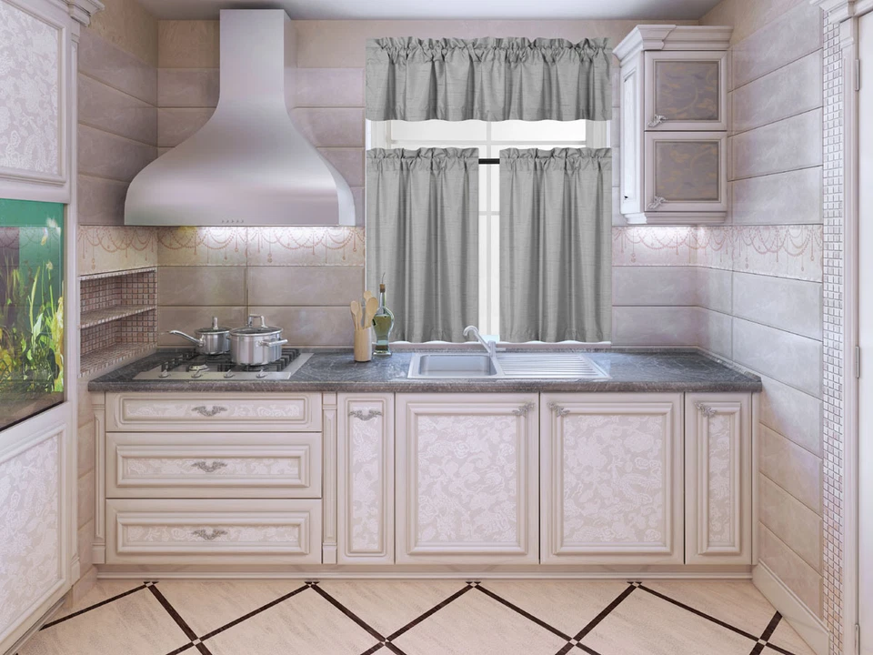 NUEVO JUEGO DE COLECCIÓN DE COCINA CORTINA ESCAPARATE APAGÓN SÓLIDO 3 PIEZAS ESTILO K3 Foto 1 de 1