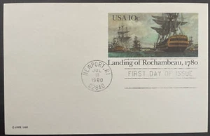UX84 FDC Newport Postal Card Landing Rochambeau 10c 1980 - Picture 1 of 2