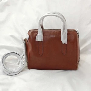 NWT Fossil Sydney Medium Brown Leather Satchel/ Crossbody $250 - Picture 1 of 9