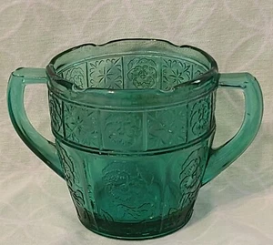 Ultramarine Depression Glass Jeannette Doric & Pansy Child's Tea set Sugar Bowl - Picture 1 of 23