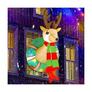 Juegoal 4 FT Christmas Inflatable Rudolph Wreath, Lighted Blow Up Reindeer wi... - Picture 1 of 9