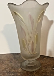 Vintage Josef Inwald Barolac Embossed Frosted Satin Glass Tulip Vase - Picture 1 of 4