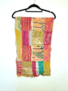 Ethnic Patchwork Cotton Loop Scarf Patterned Red Yellow - Picture 1 of 6