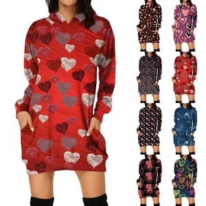 Women's Fashion Loose Casual Pocket Long Sleeve Hoodie Printed Sweatshirt Top - Picture 1 of 36