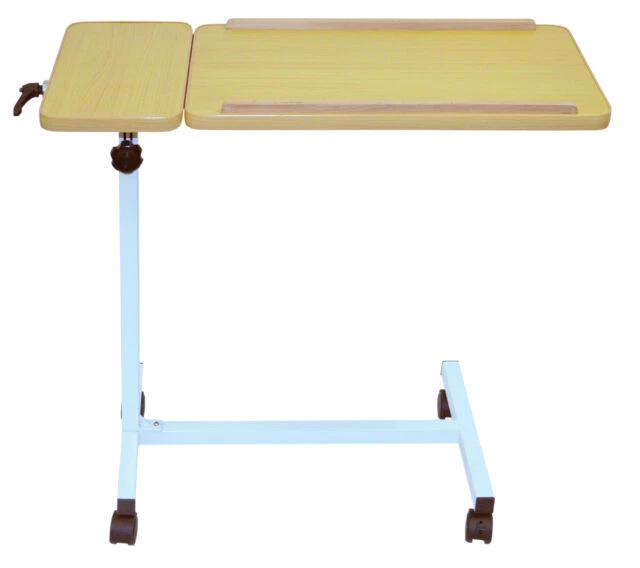 Aidapt Deluxe Multi Purpose Overbed Wheeled Table - White/Wood (VG832A)