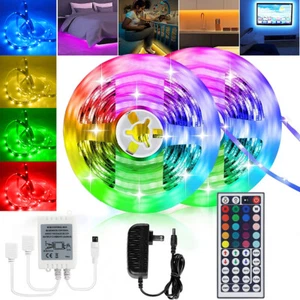 RGB LED Strip Lights 5050 SMD Waterproof IP65 44Key IR Remote Controller - Picture 1 of 15