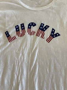 Camiseta Lucky Brand Patriotic para mujer estrellas y rayas 1X de gran tamaño 4 de julio - Imagen 1 de 9