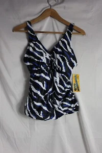 Caribbean Sand Tankini Swimsuit Top Size 10 Swim Tank Print Mesh Bathing Suit - Picture 1 of 5