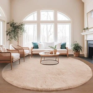 Fluffy Soft Faux Fur Rabbit Area Rug Washable Rug Luxury Furry Fuzzy Rug Brown - Picture 1 of 23