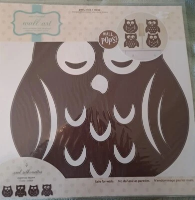 Wall Pops! Mix & Match Wall Art 4 Owl Silhouettes Espresso Brown Foto 1 de 2