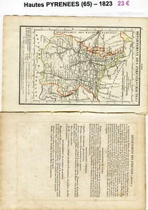Dépt 65 - XIX ème Siècle Belle Petite Carte avec 1 Page de Renseignements 1823 - Picture 1 of 1