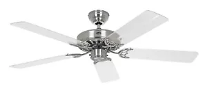 Ceiling Fan Brushed Chrome & Transparent 132 CM Classic Royal - Picture 1 of 2