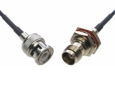 BNC Male to TNC Female Bulkhead RF 0.5~15FT Cable For Ham Radio GPS Antenna WIFI - Image 1 of 3